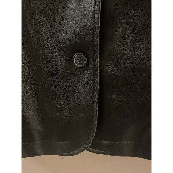 Vintage Women's Brown Faux Leather Jacket Size 1X Plus Size Y2K 2000s - Picture 2 of 6